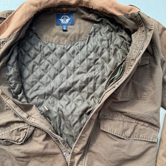 Men's Dockers Jacket Beige Brown Solid XL Chore Work Barn Aviator Utility Cord - Picture 9 of 15